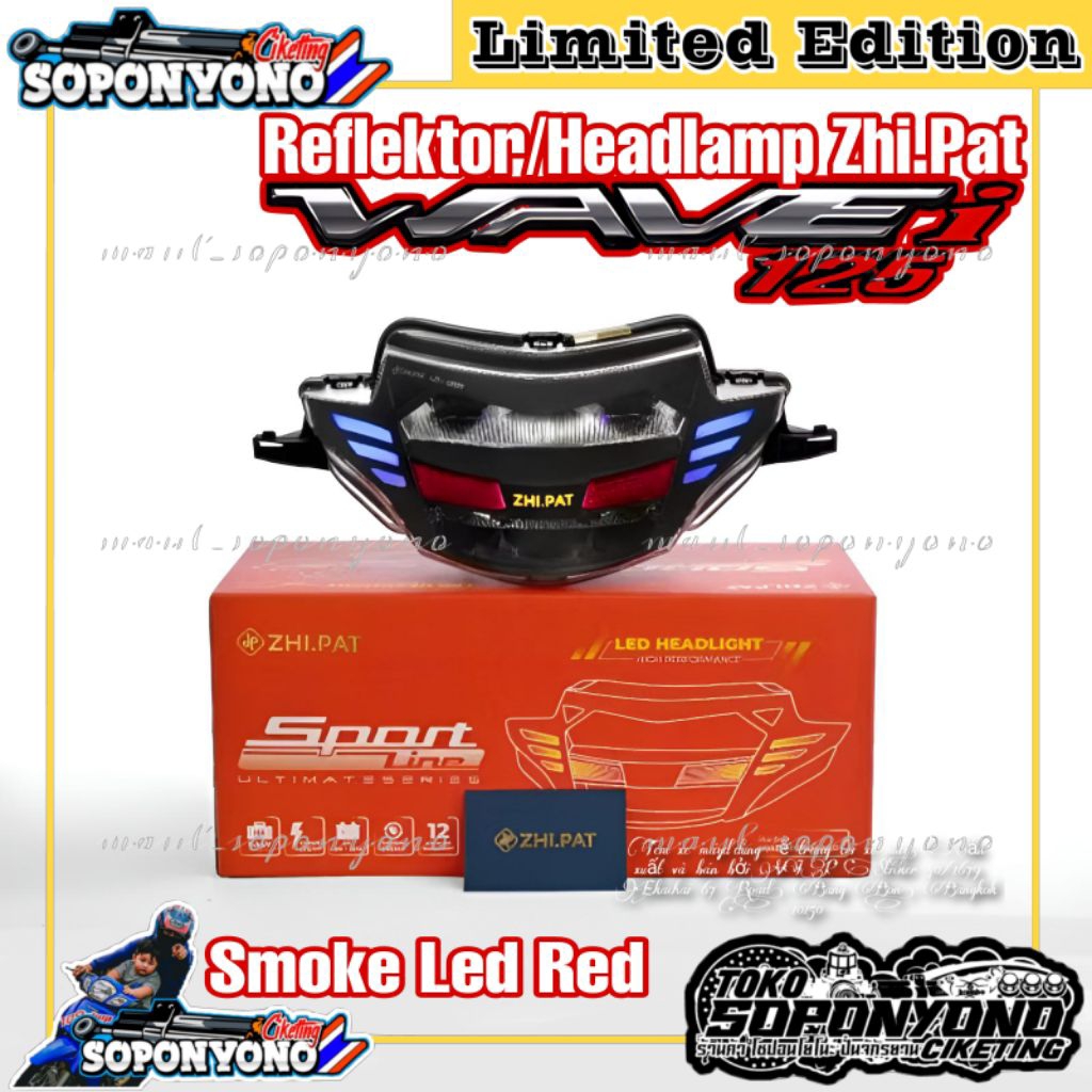 +✅𝗧𝗘𝗥𝗠𝗨𝗥𝗔𝗛 | REFLEKTOR HEADLAMP LED ZHIPAT SPORT LINE ULTIMATE SERIES MODEL SMOKE LED RED BY ZHI.PAT
