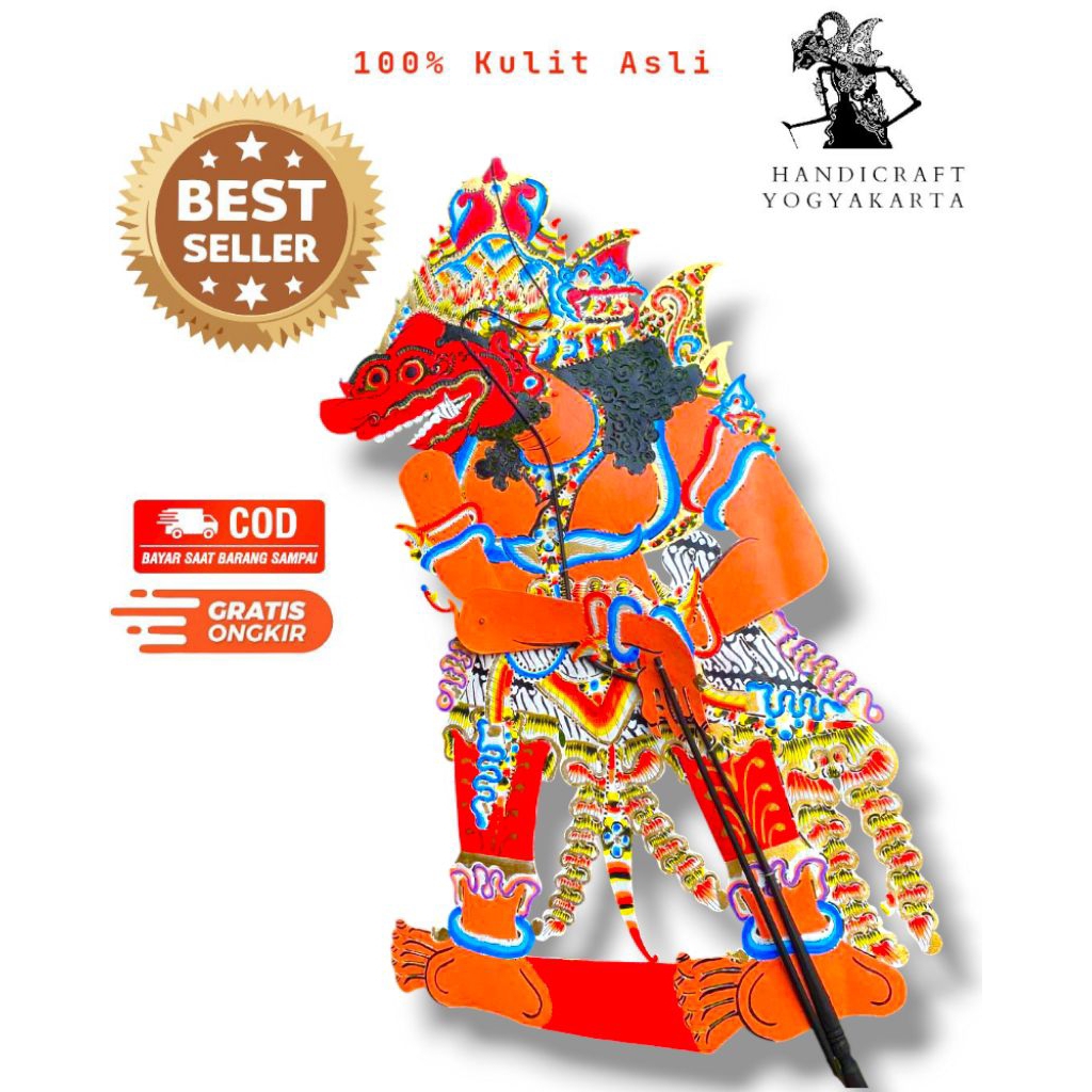 handicraftyogyakarta | wayang kulit asli Buto Raton 80 cm Kumbakarna dasamuka