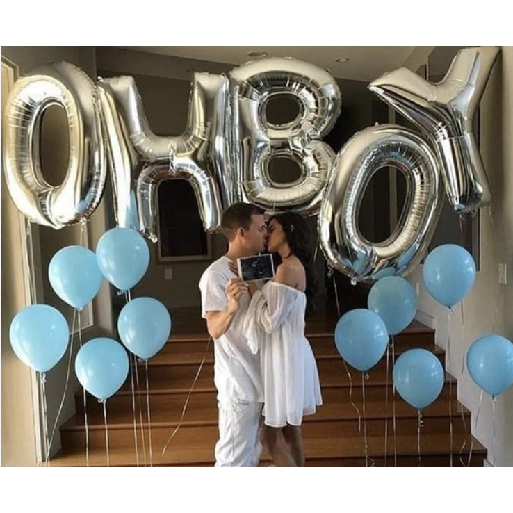 Balon Huruf Jumbo Silver 80 CM