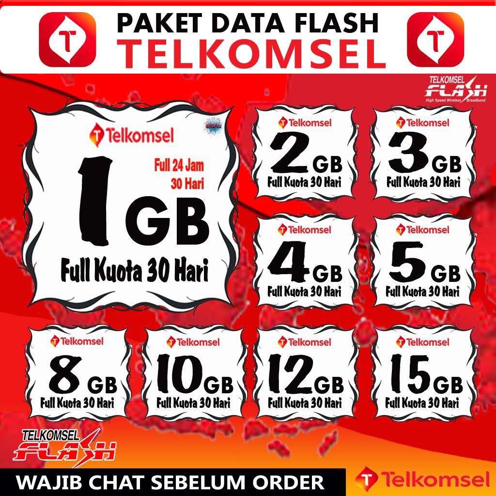 PAKET INTERNET TELKOMSEL FLASH ( Full 24 Jam 30 Hari )