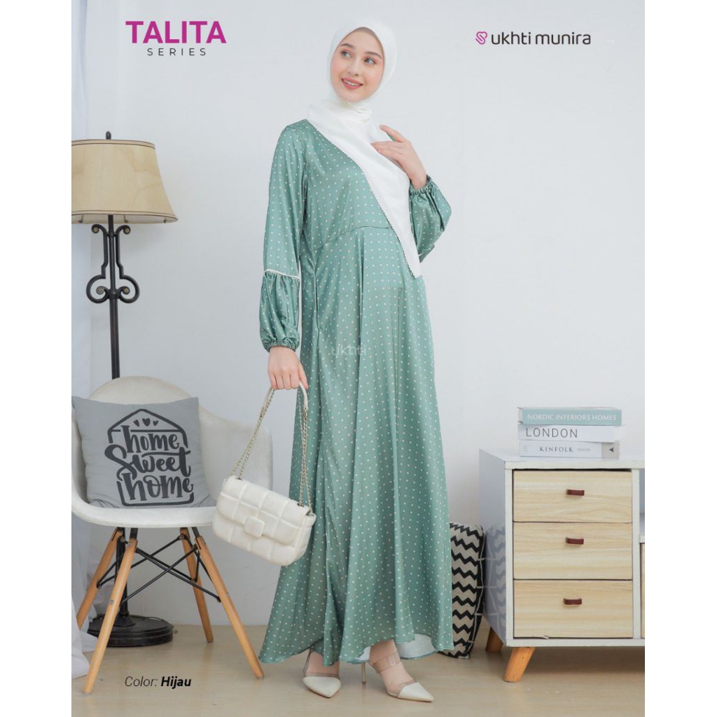 Talita Hijau Gamis Polkadot Wanita Dewasa Terbaru 2025 Jumbo Kekinian Buat Lebaran Ukhti Munira Mewa