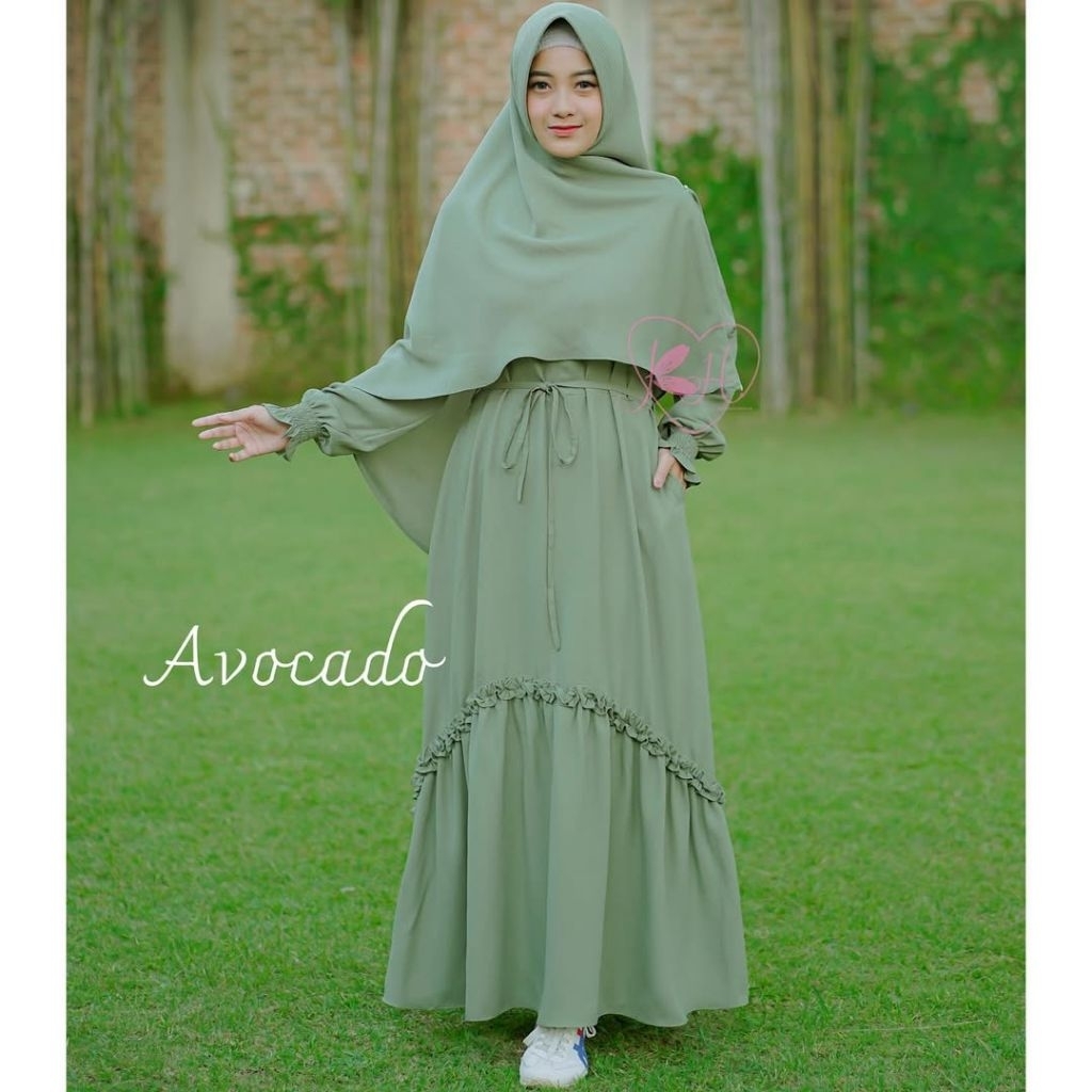 Koleksi Hanana Namira Set Size M Warna Avocado | Gamis Syar'i | Gamis Kondangan