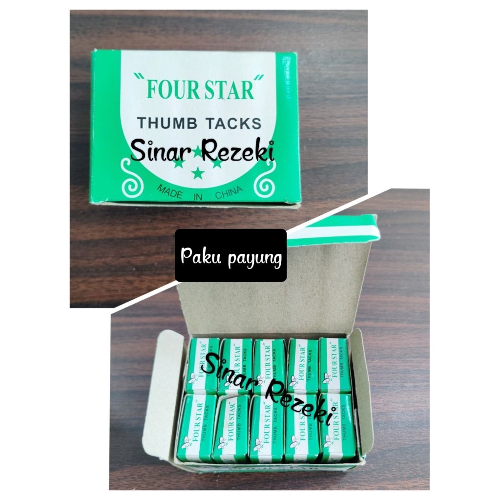 

1 pak = 10 kotak kecil!! Thumb tacks/paku tindis/paku payung