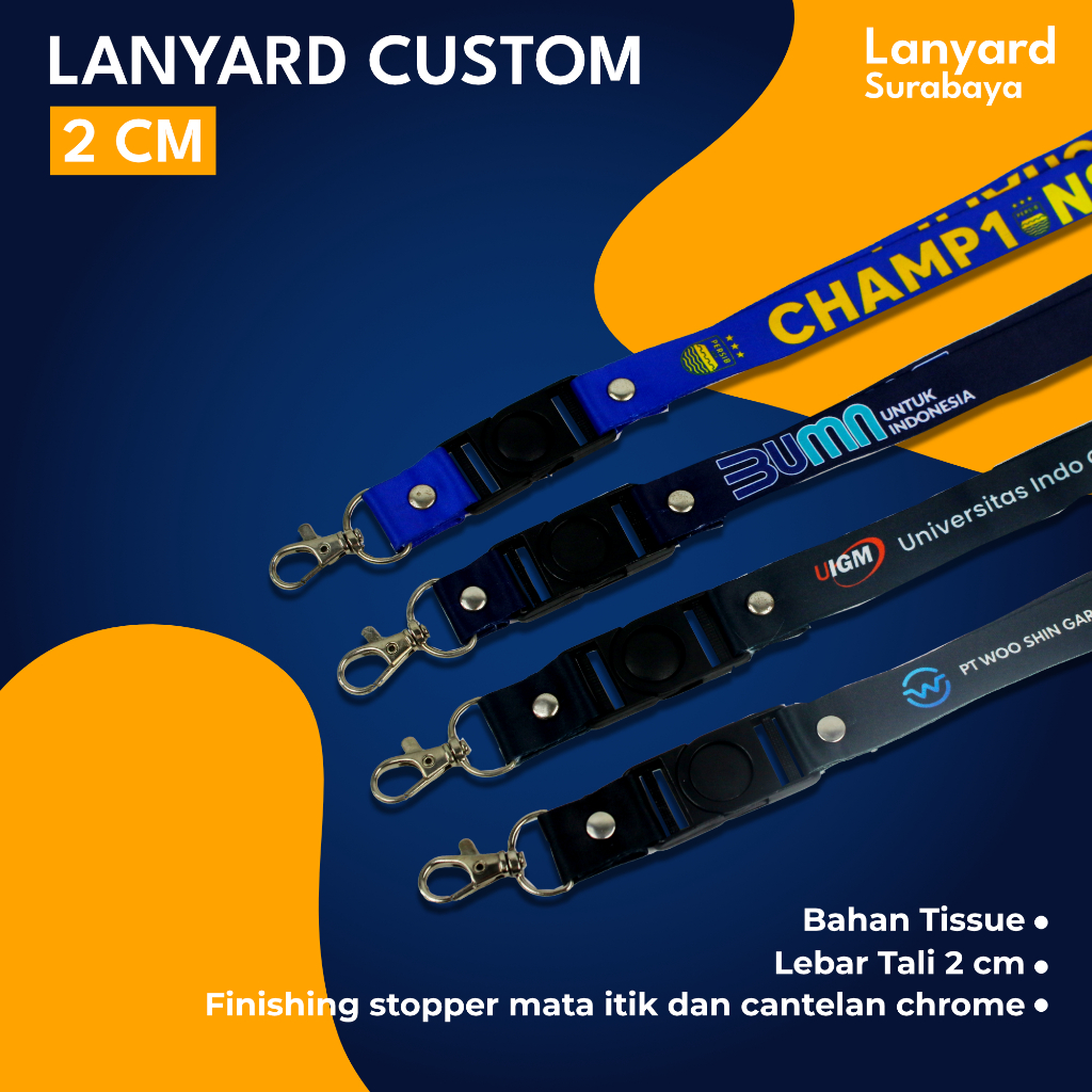 

TALI LANYARD CUSTOM FULL PRINTING SUBLIM 2CM KUALITAS PREMIUM