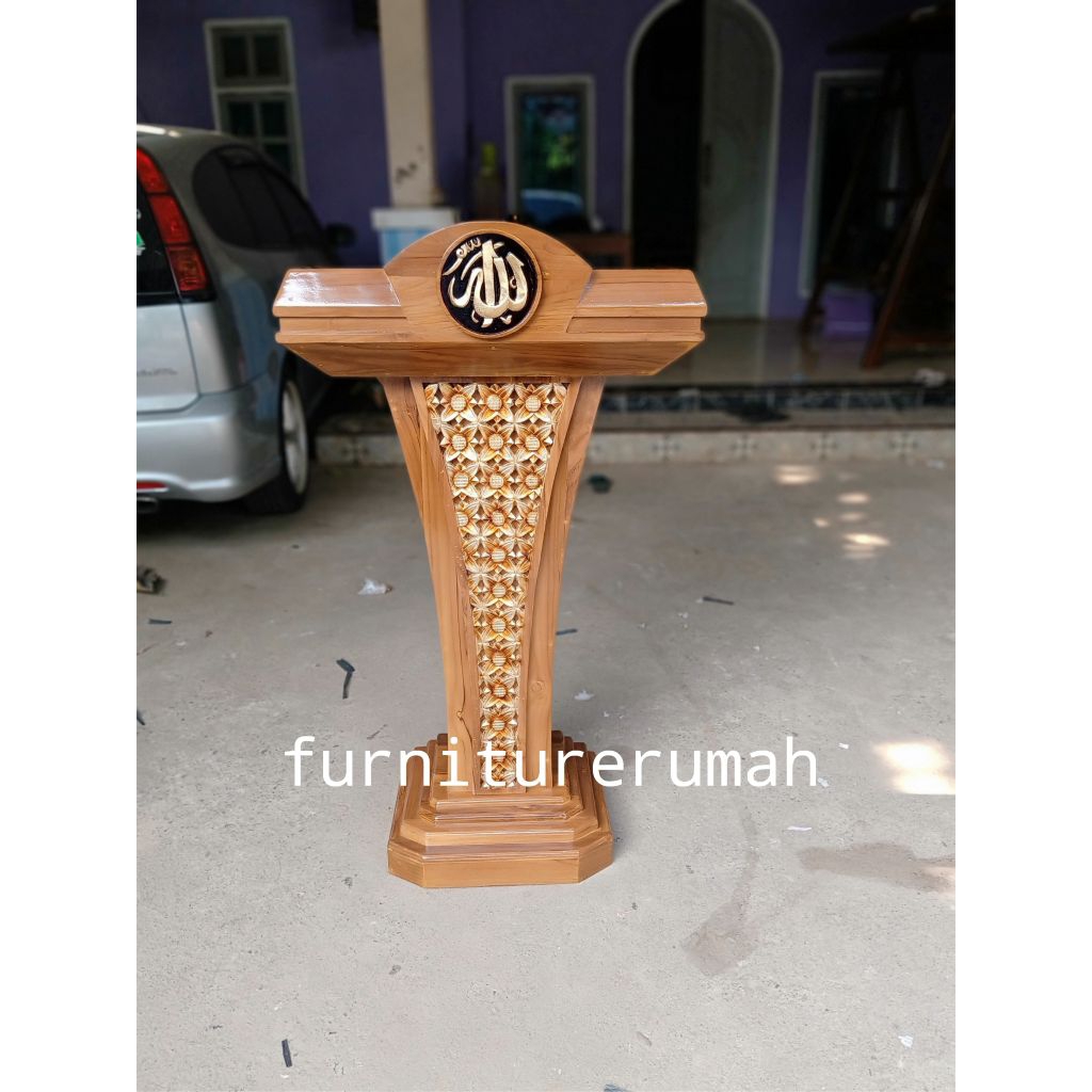 mimbar masjid kayu jati minimalis, mimbar podium minimalis jati, podium minimalis kayu jati