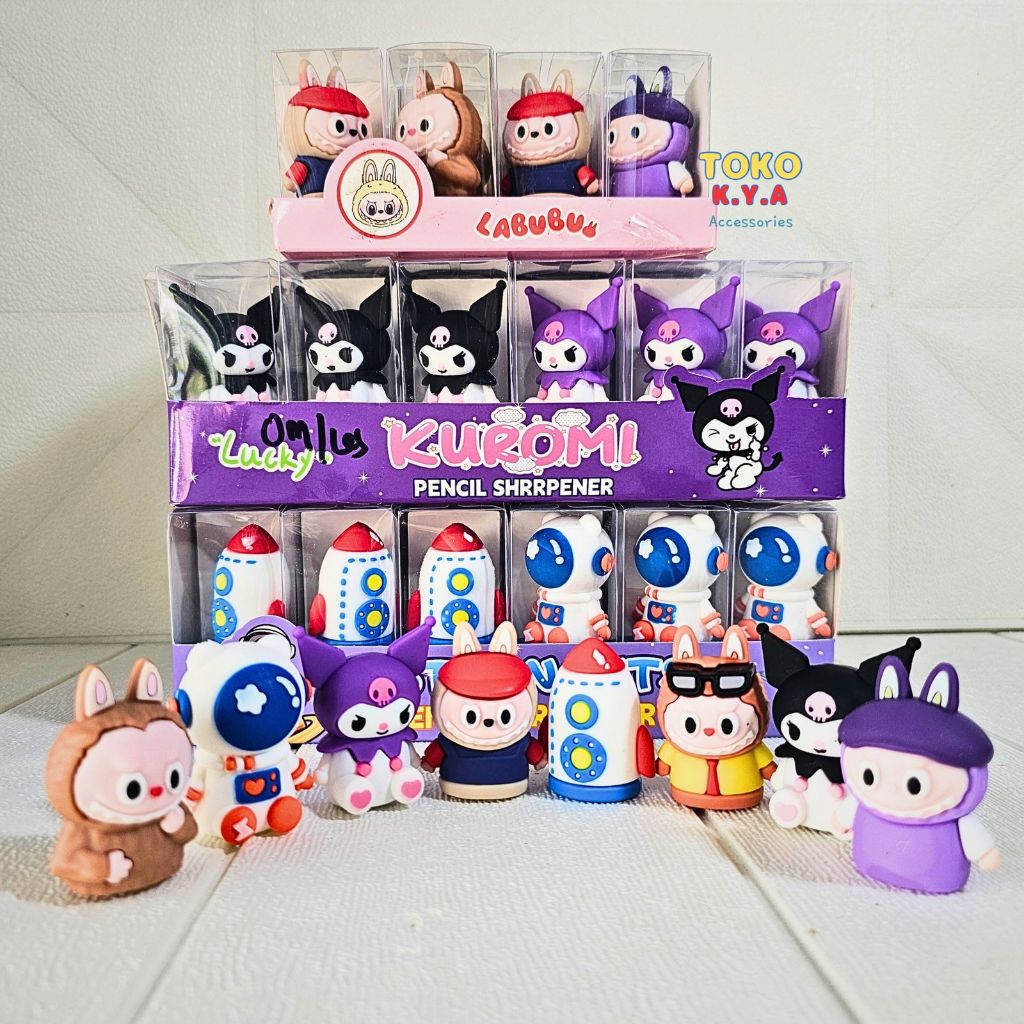 

RAUTAN/SERUTAN PENSIL SHARPENER KARAKTER LUCU KUROMI, LABUBU, ASTRONO/RAUTAN MANUAL KARAKTERT