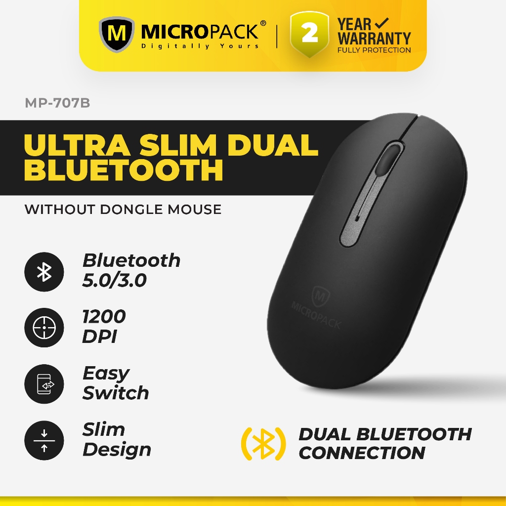 Mouse Dual Bluetooth 5.0 & 3.0 Micropack Inspire 2 - MP-707B-BK INSPIRE2