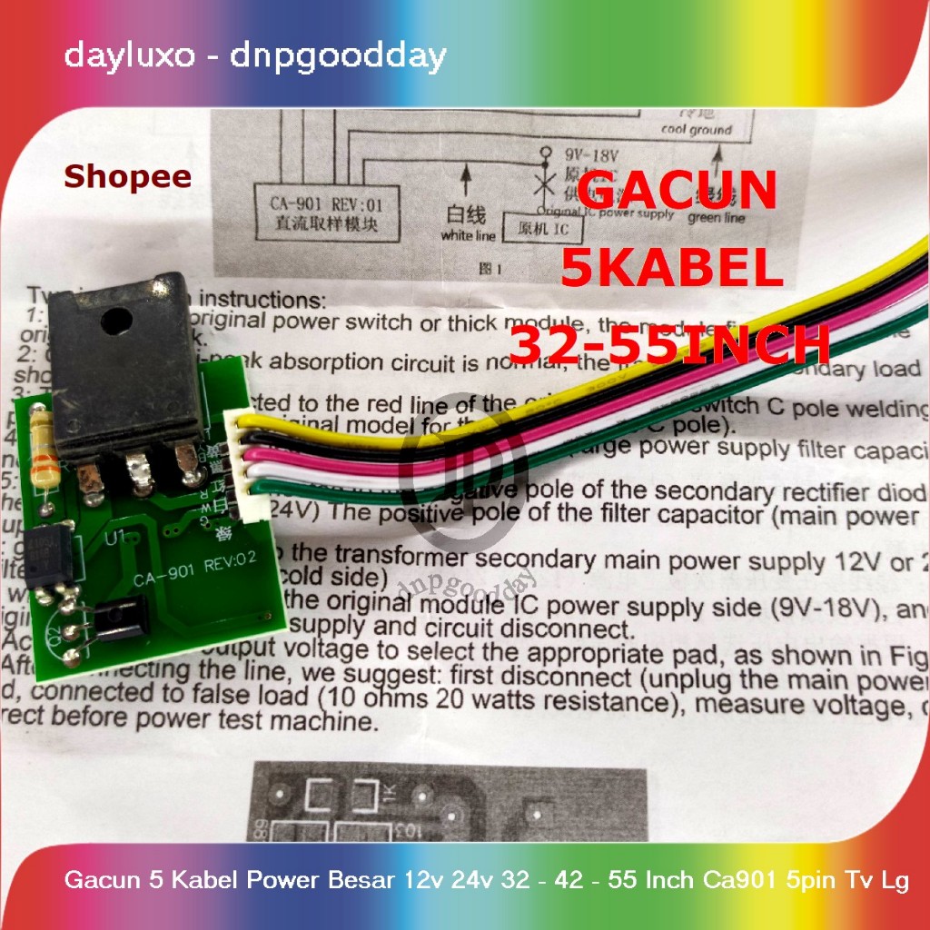 gacun 5 kabel power besar 12v 24v 32 - 42 - 55 inch ca901 5pin tv lg