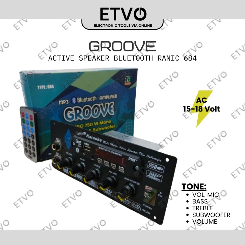 Kit Power Speaker Aktif Mono Extra Mic Subwoofer Plus Bluetooth