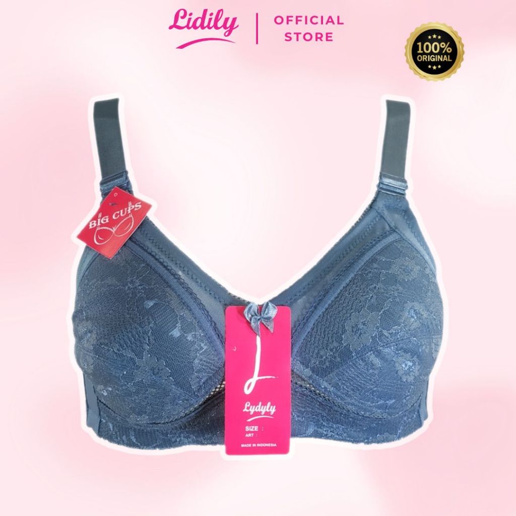 Lidily - Bra Lokal Big Cup Bh L021 | BH Big Size Tanpa Kawat Tanpa Busa | Underwear Wanita Jumbo | B