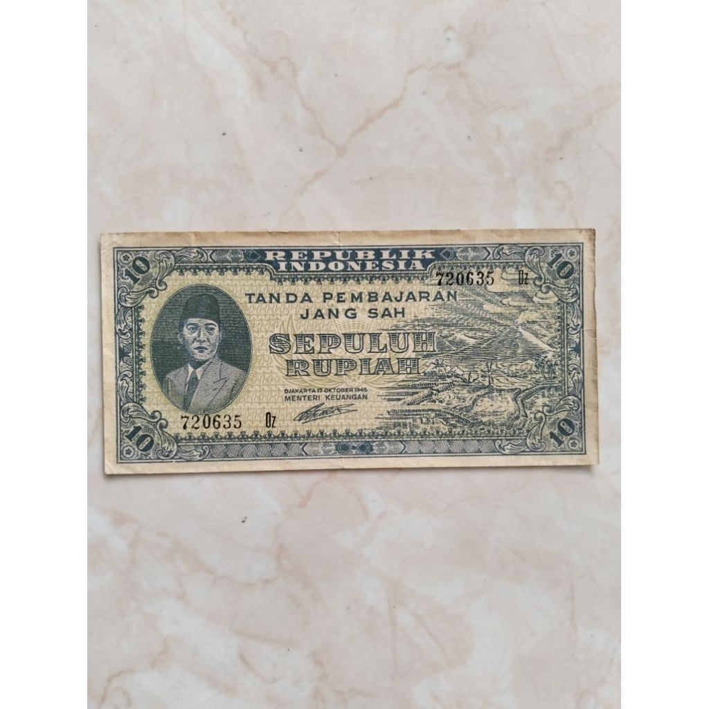 rp10 atau 10 rupiah sukarno seri ORI thn 1945/1947 dijamin asli