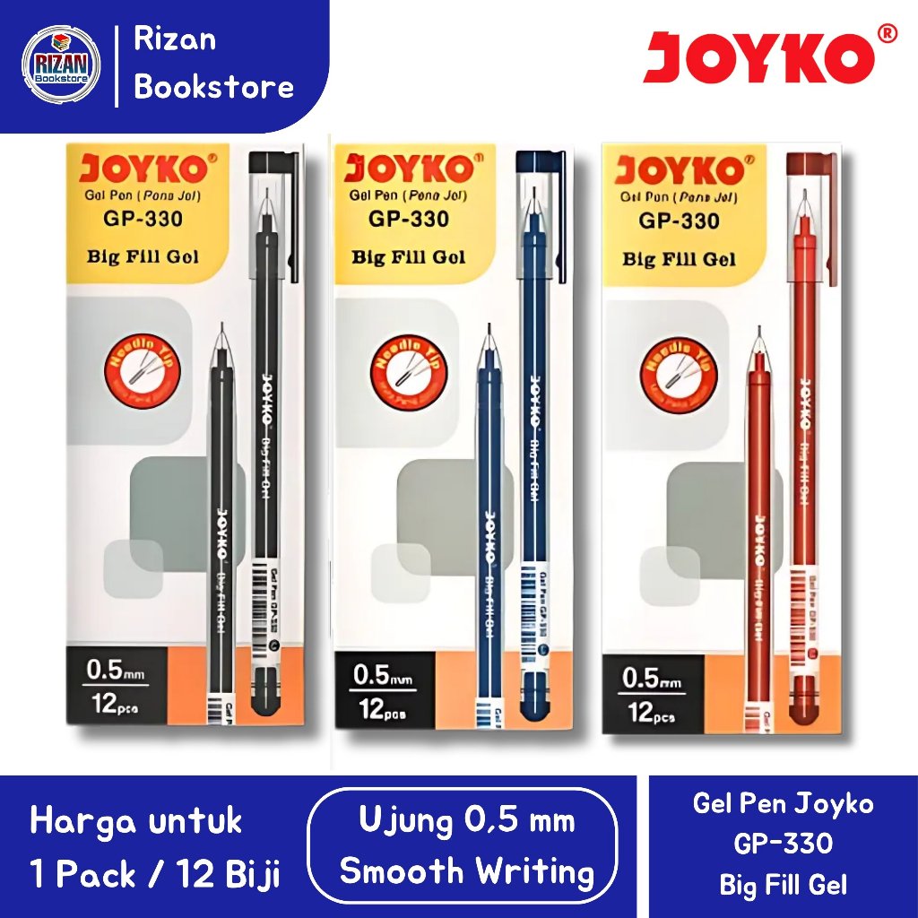 

[1 PACK / 12 Buah] Pena Gel / Gel Pen / Bolpoin Gel JOYKO GP-330