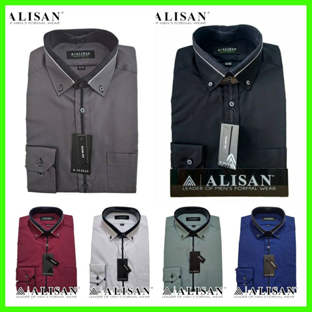 Kemeja Alisan Sage Green / Kemeja Alisan Lengan Panjang / Kemeja Alisan Motif / Kemeja Alisan Slim F