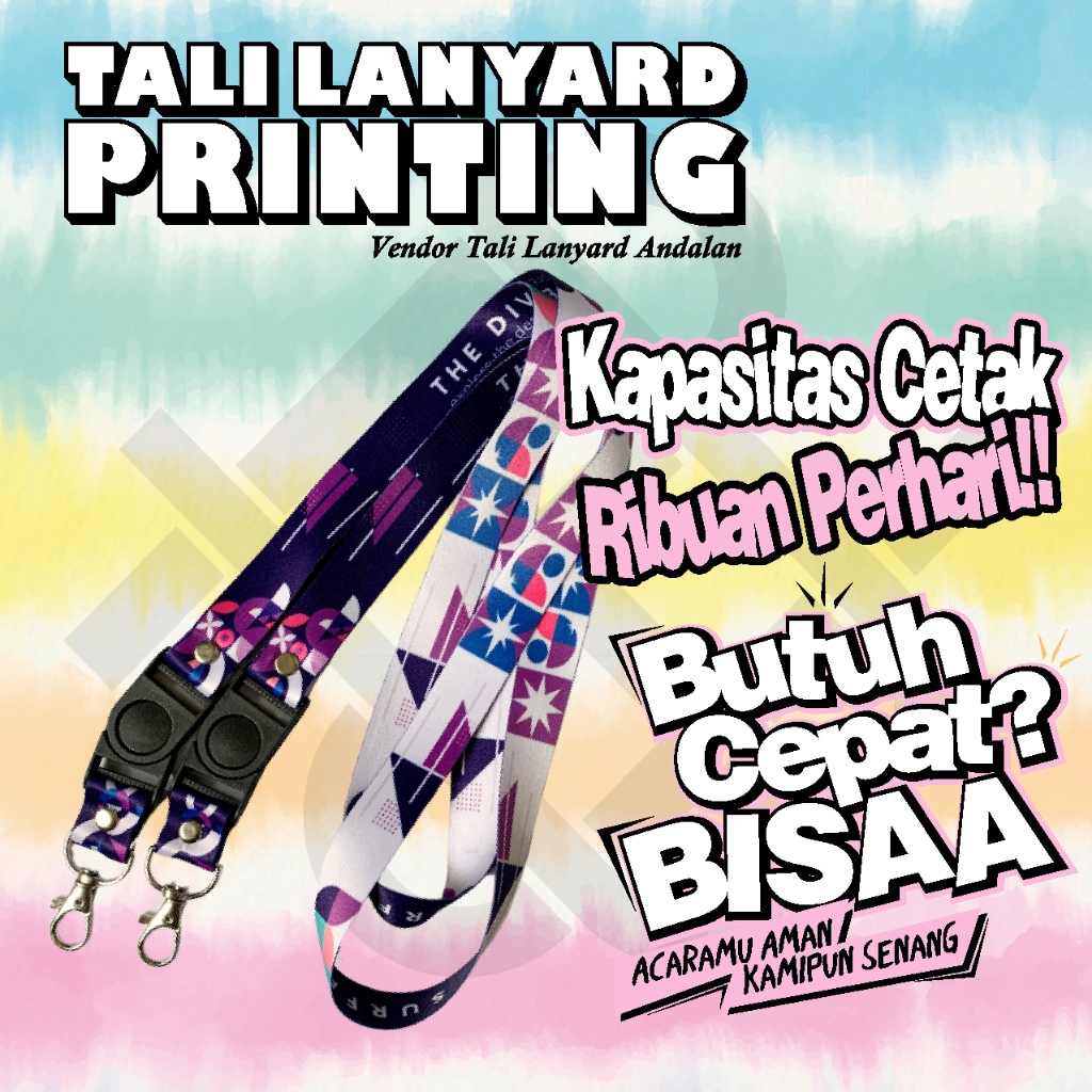 

Tali lanyard custom harga murah pengerjaan cepat free desain cocok untuk acara dan promosi usahamu