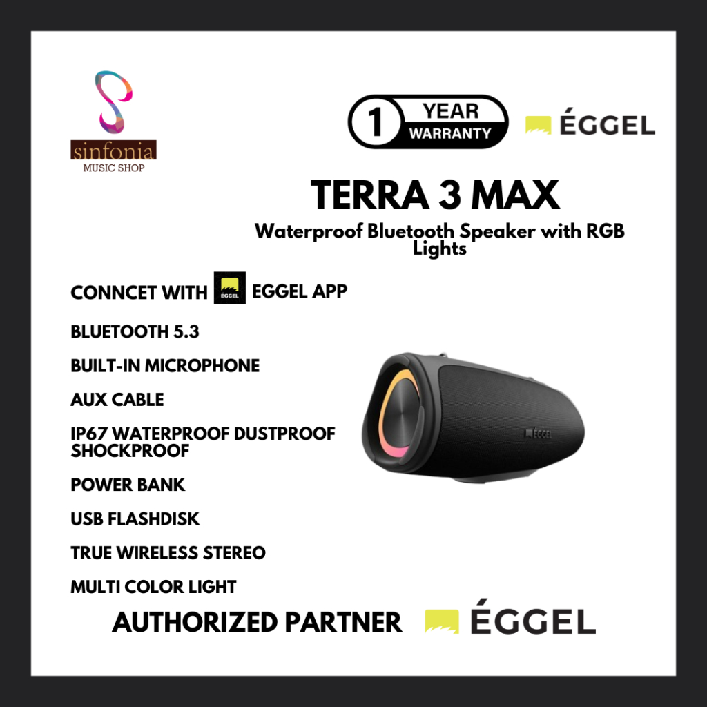 Eggel Terra 3 Max Waterproof Bluetooth Speaker with RGB Lights