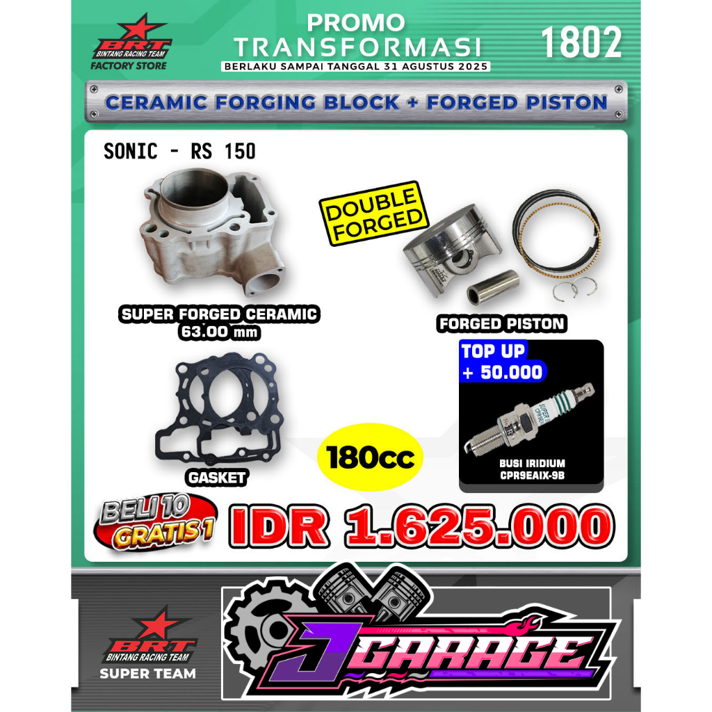 BLOK SONIC - BLOK CERAMIC BRT - NEW SONIC 150 / 57.28 MM / 63.00 MM / BLOK CERAMIC + PISTON FORGED R