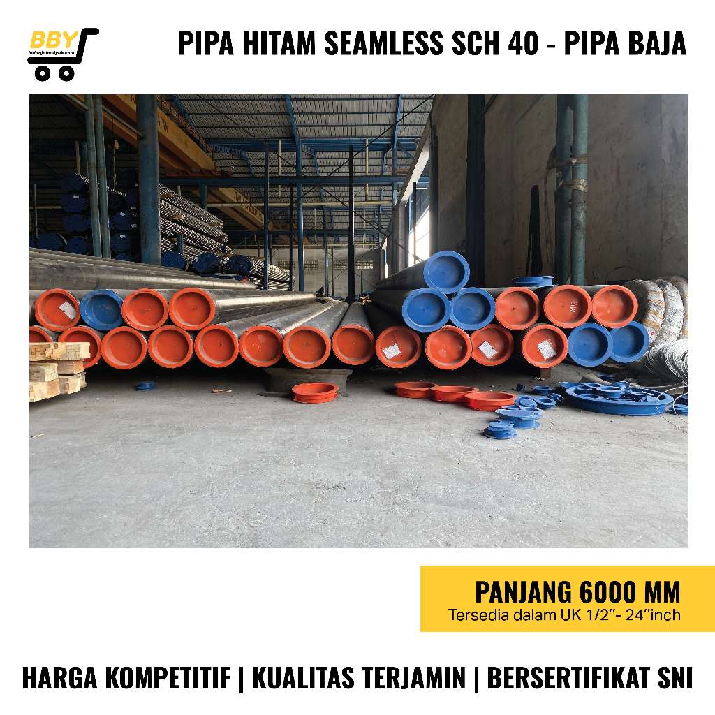 Pipa Seamless Sch 40 ASTM A53-A106 X 6 M - Steel Pipee - Round Pipe