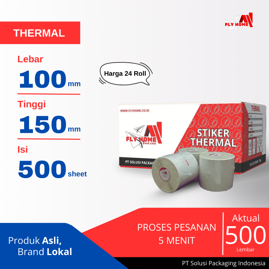 

Stiker Thermal 100x150 500Lembar - Struk 1 Dus GROSIR PENGIRIMAN CARGO