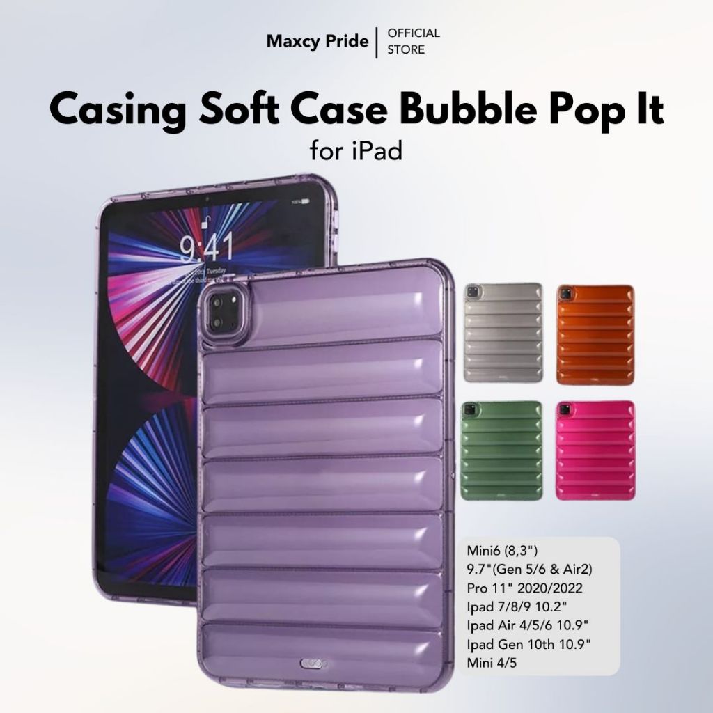 Casing Soft Case Ipad Bubble Pop It Ipad 9.7" Gen 7/8/9/10 Air Mini 4/5/6 Pro 11" Silicon Back Cover