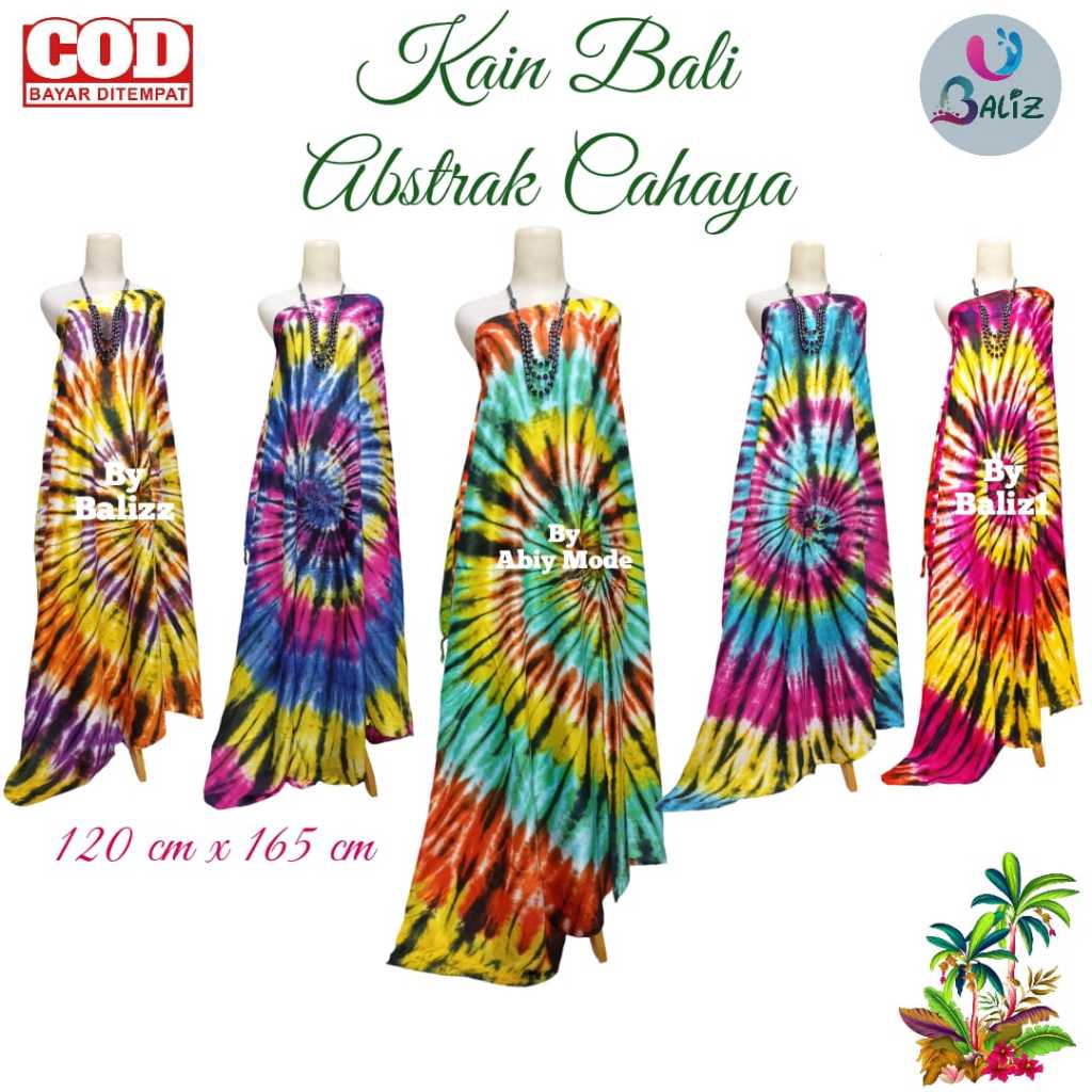Kain pantai bali motif abstrak pelangi hitam - sarung pantai - kain pantai bali - sarung bali - kain