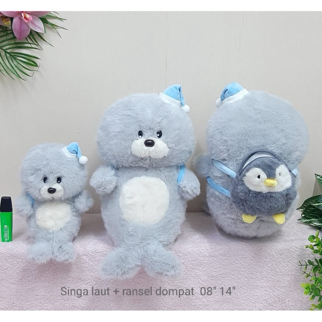 Boneka Singa Laut Cute + Boneka Singa Laut + Tas Boneka Lucu