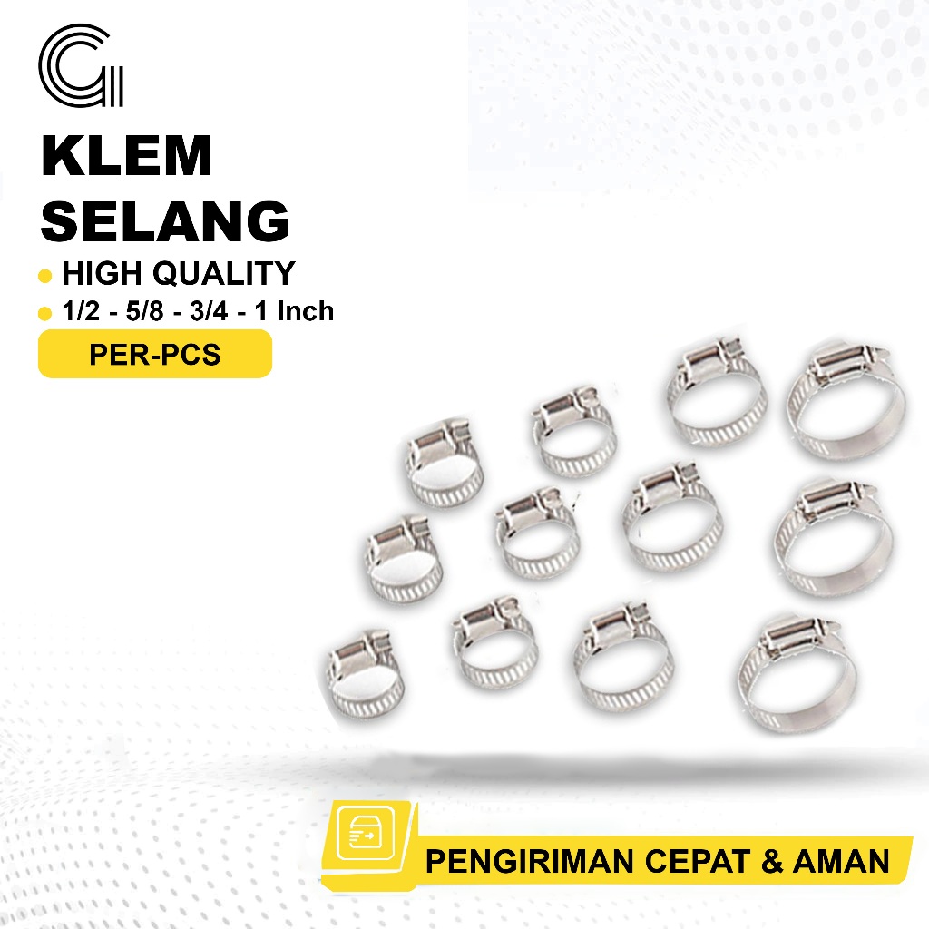 SELANG GEMUK Klem Selang Air 1/2 5/8 3/4 1 Inch Stainless Steel Klem Selang Gas Klem Selang Air Cinc