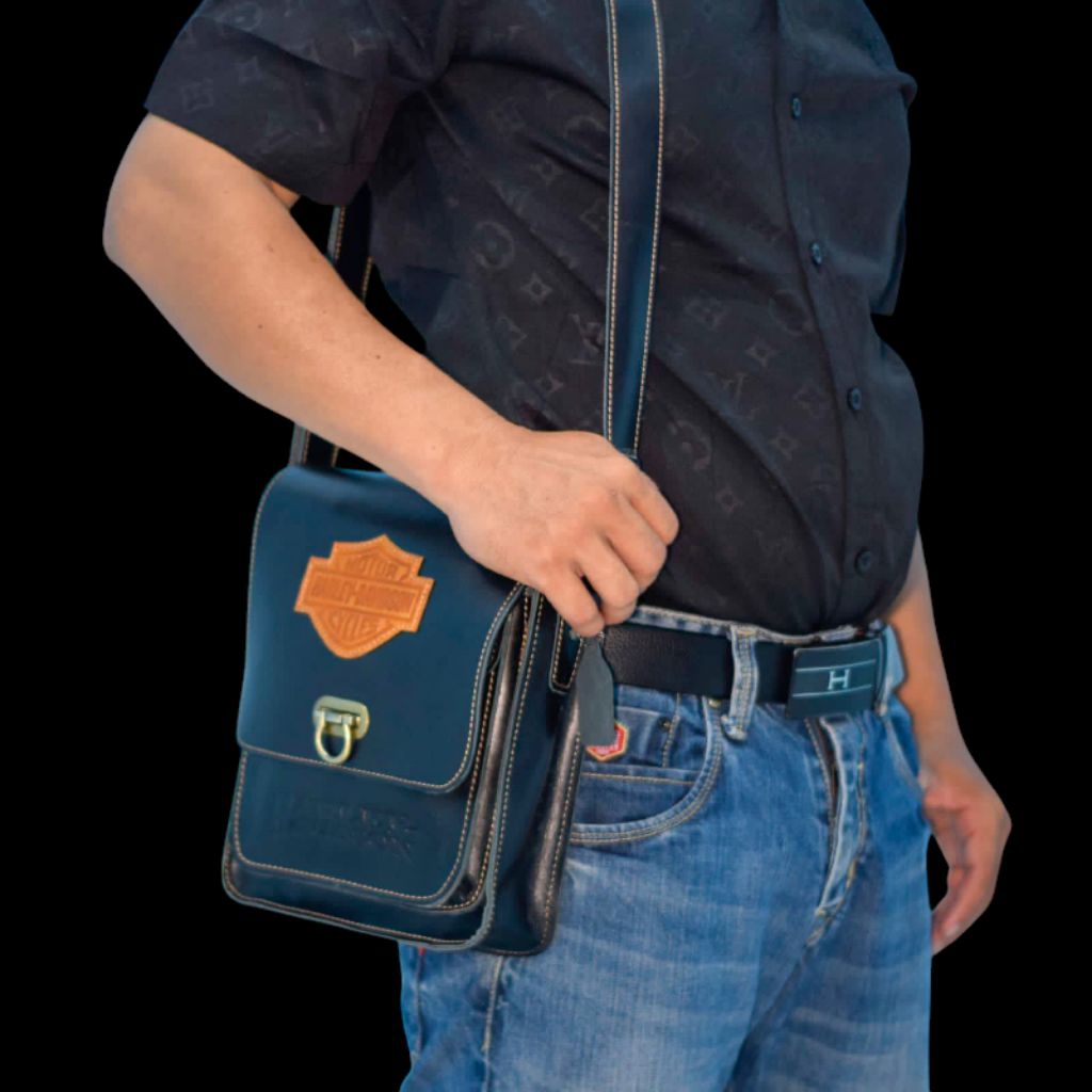 Tas selempang pria kulit sapi asli tas pinggang cowok