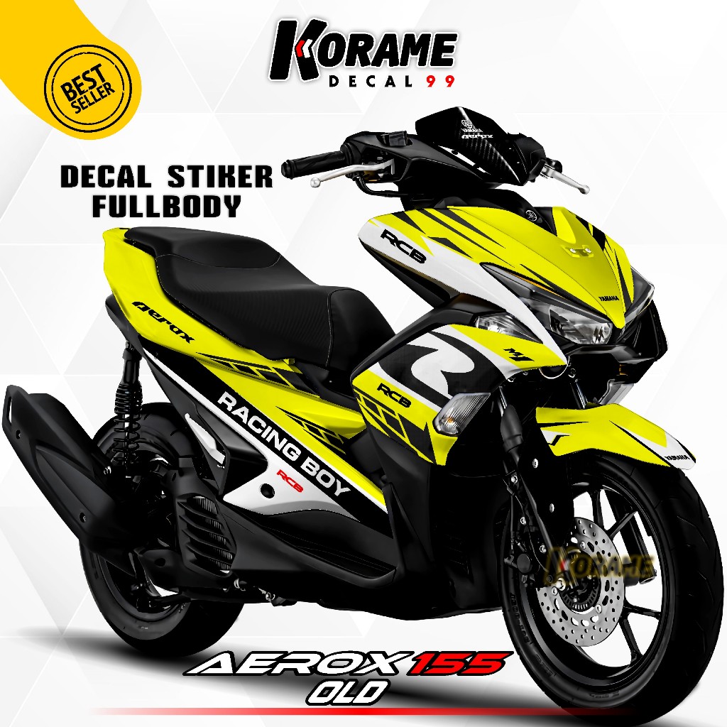 Decal Sticker AEROX 155 OLD Motif Racing Boy Warna Kuning