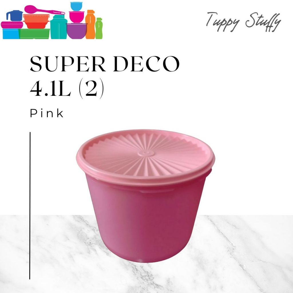 Tupperware Super Deco 4.1L (2) - Pink | Toples Kerupuk 4L Ori Tupperware / Toples makanan ringan