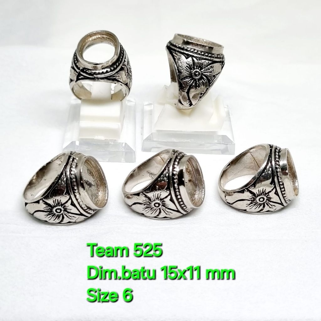 Ring Emban Alpaka Super Dim 15x11 Tanam Bunga Size 6 bisa buat Dim 14x10 / Pengikat Ring Cincin Batu