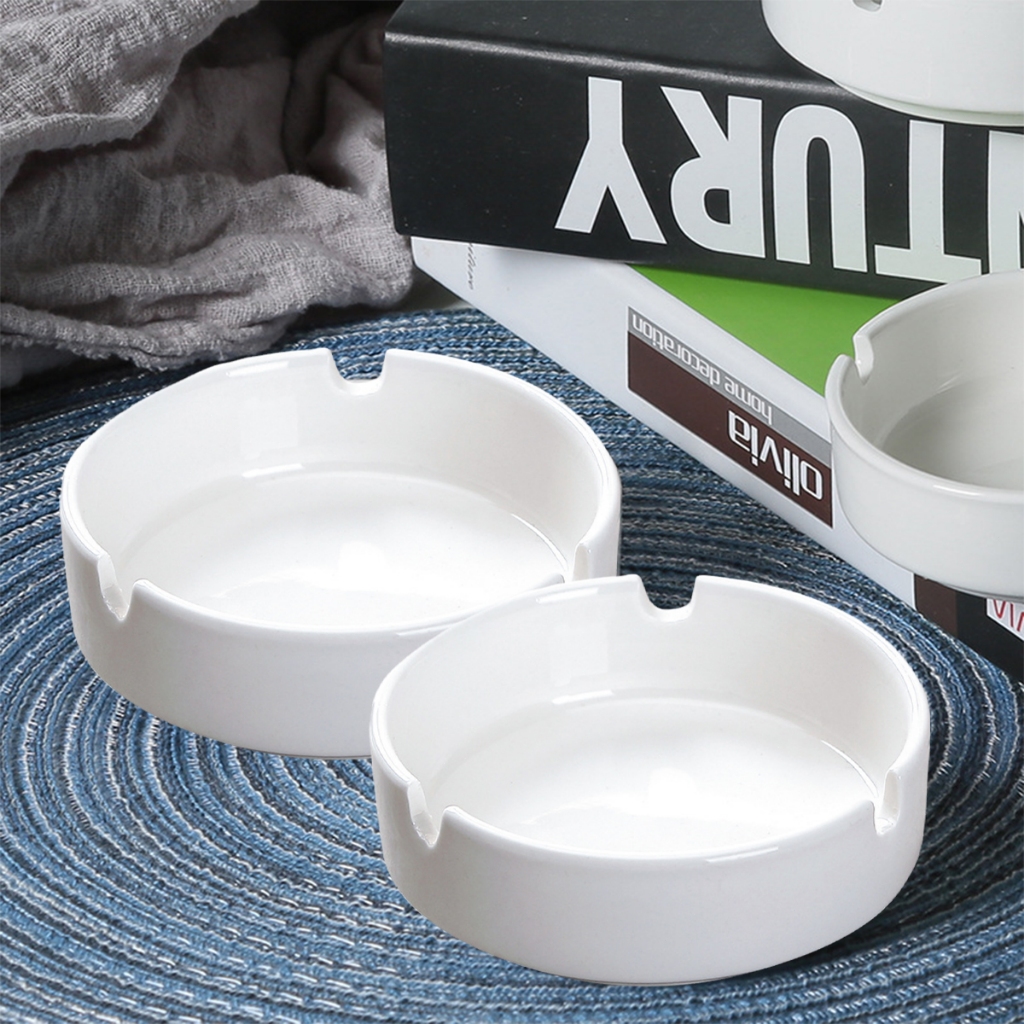 Asbak Rokok Bulat Keramik 4 inch / Tempat Abu / asbak keramik putih / Puntung Rokok