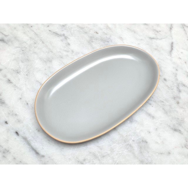 Piring Keramik Segi Cafe Nordic Minimalist - Ceramic Oval Snack Appetizer Cake Plate SAND STONE 20cm