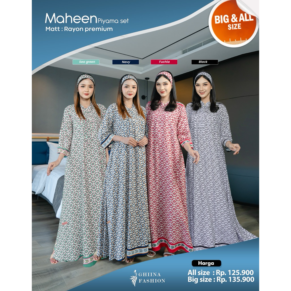MAHEEN DRESS, gamis adem, gamis ghiina, DRESS ghiina, ghiinaFashion