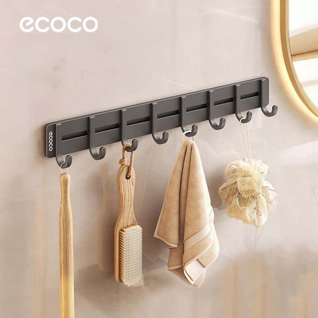 ECOCO Hardware Connected Hook Aluminium -  Kait Kamar Mandi / Kait Pintu/Kait Kamar/Kait Pakaian/Kai