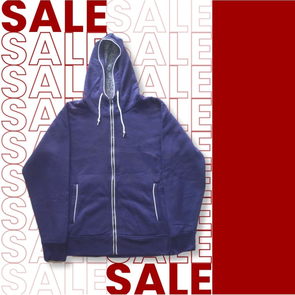 Hoodie Zipper Pria Sherpa