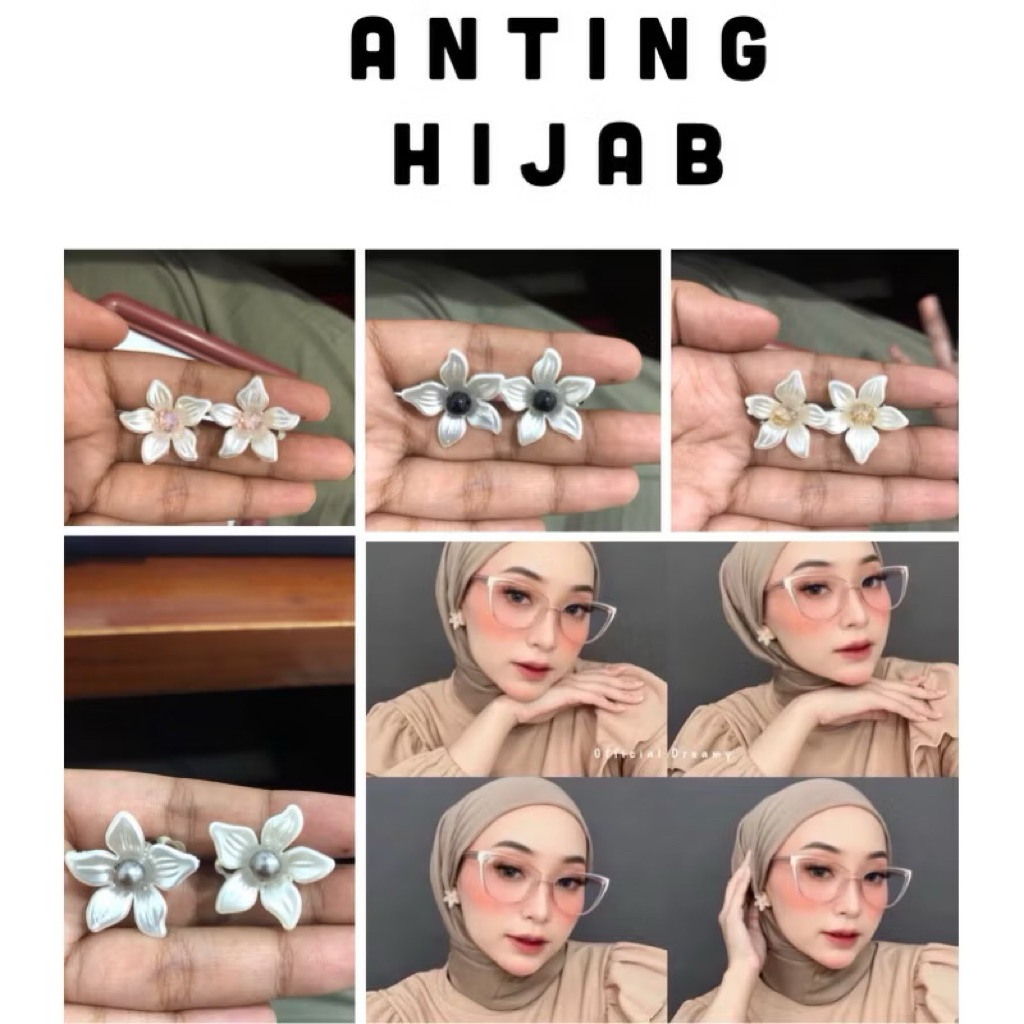 Anting Klip Hijab Kekinian / Jepit Hijab Model Klip / Giwang Anting Murah
