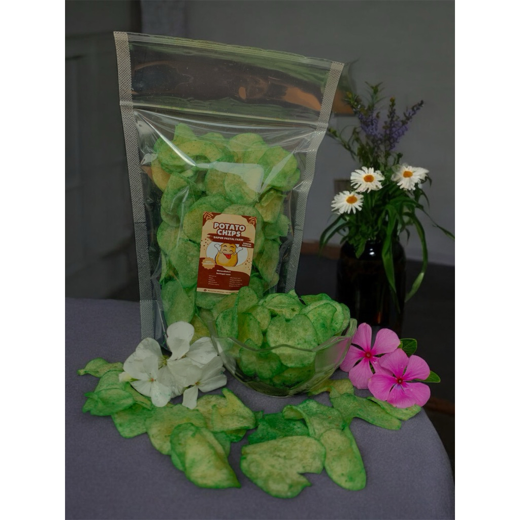 

keripik kentang super crispy Rasa rumput laut 100% dari kentang pilihan isi 100g