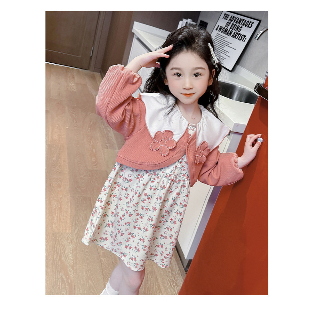 Dress Vintage Bunga Lily Anak Perempuan | Dress Tangan Panjang Import Anak Perempuan | Dress Bunga A