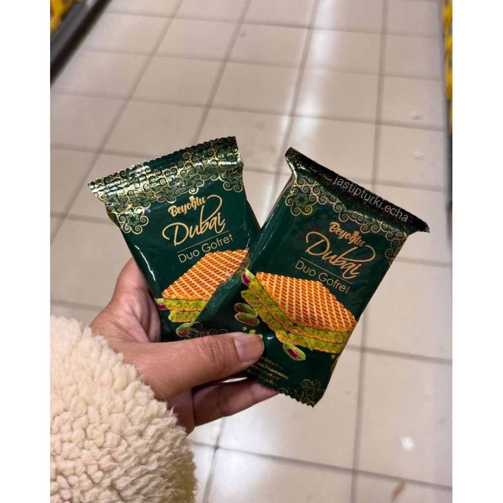 

BEYOGLU Dubai Duo Gofret Wafer Dubai isi Krim Pistachio dan Kunafa Renyah ORIGINAL TURKI