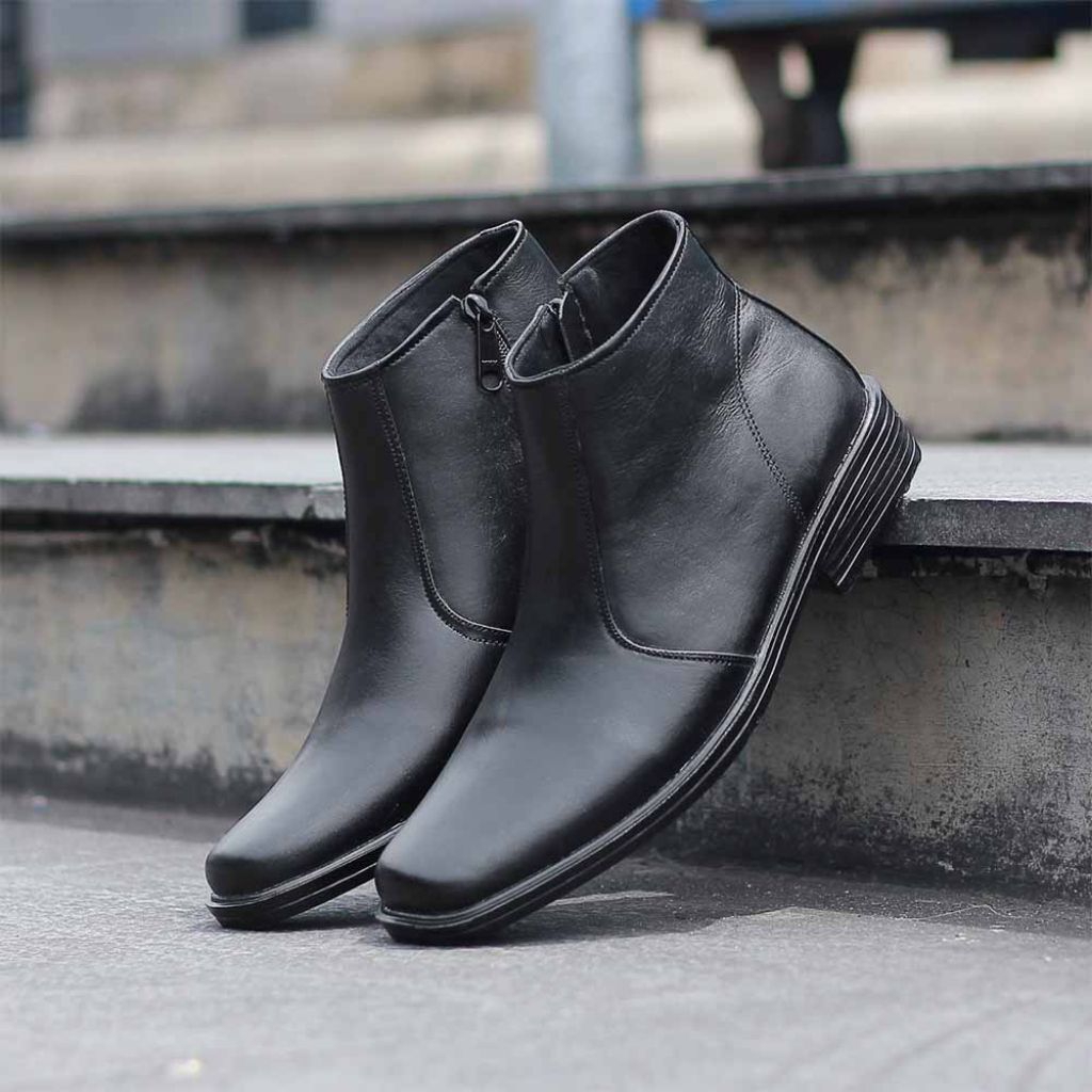 Blackkelly - Sepatu Pantofel Boots PDH Kerja Dinas Kulit Resleting Samping Formal Pria Wanita