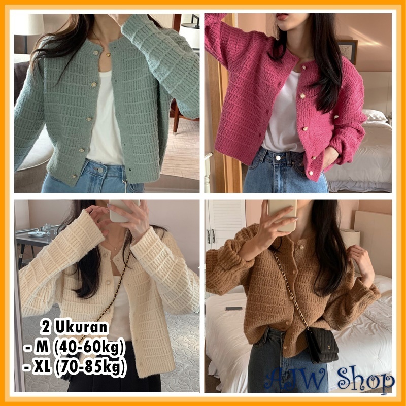 Cardigan Crop Rajut Wanita - Outer Kasual dengan Ruffle