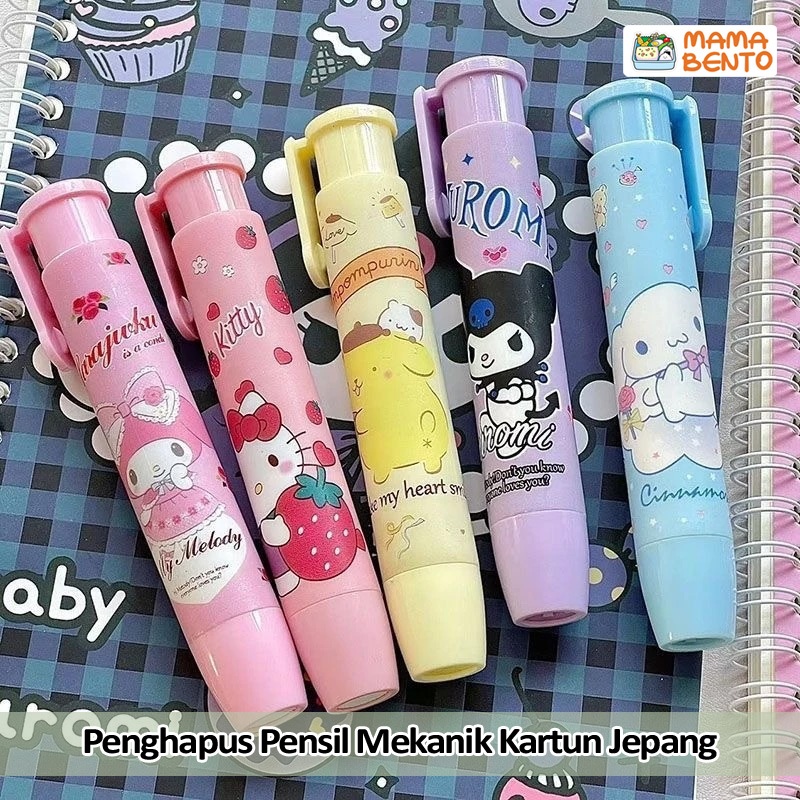 

Penghapus Pensil Mekanik Karakter Kartun Jepang Sanri Kuro Cinamo Melody model Lipstik Cantik Imut Lucu Tebal bahan Premium Cetakan Warna Terang dan Vibrant Bagus untuk anak sekolah PAUD Preschool TK SD