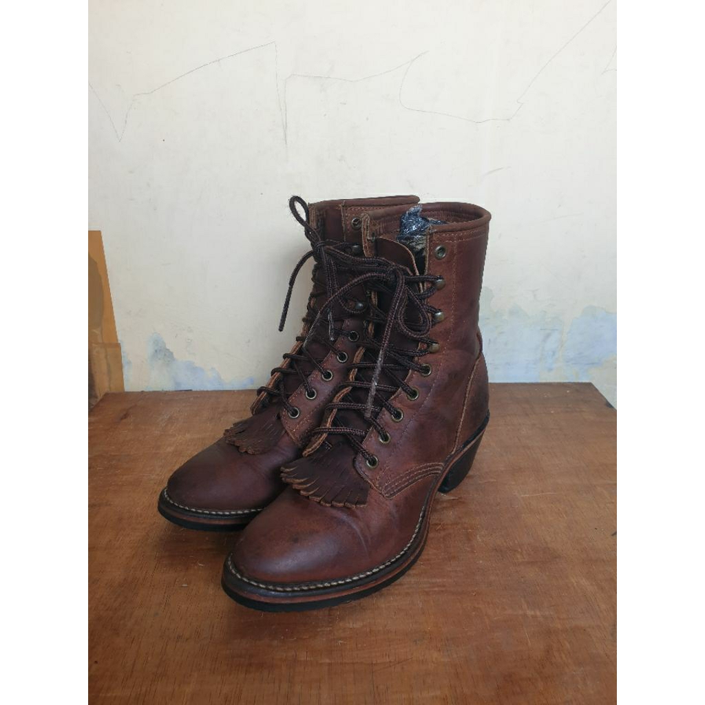 Sepatu Boots Vintage Logger Lace Up Brown Jenggel Boot