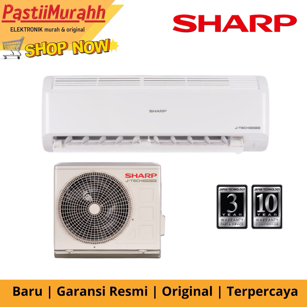 AC SHARP J-TECH INVERTER 1PK dan 0,5PK AH-X6BEY AH-X10BEY AC SHARP J-TECH INVERTER 1/2 PK dan 1 PK W