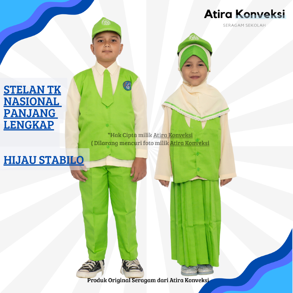 STELAN SERAGAM BAJU TK NASIONAL PANJANG - HIJAU STABILO #569
