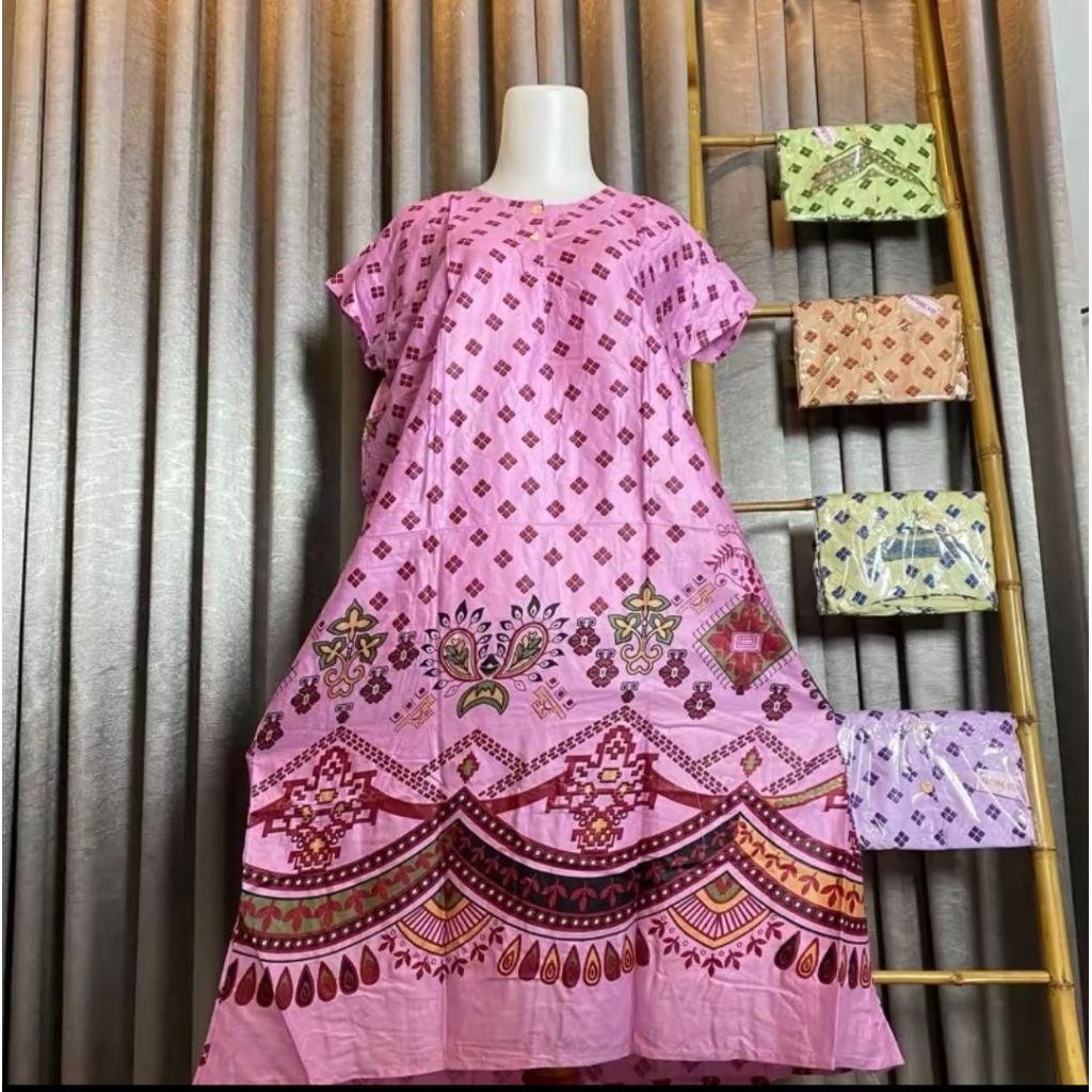 Daster motif kotak dan batik warna warni busui friendly (kancing depan dada), setengah badan, kain l