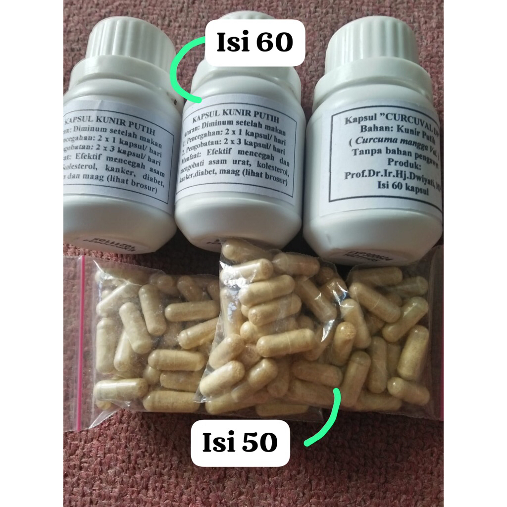 Kunyit Putih Bubuk Kapsul Obat Rempah Herbal Multivitamin Badan Kulit