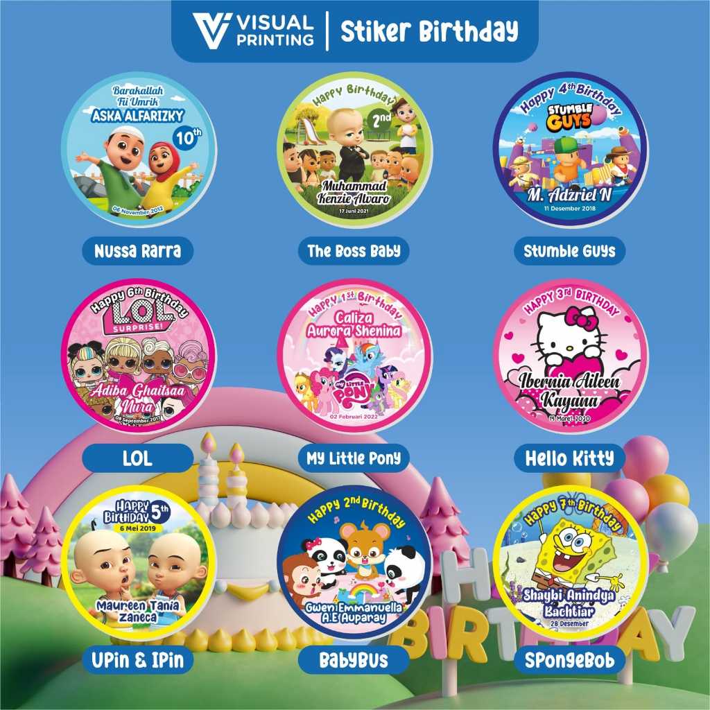 

STIKER ULTAH Custom Tulisan Nama Foto