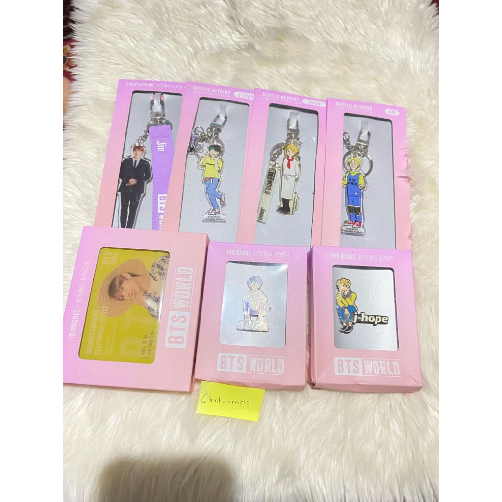 [ READY STOK ] NEW BTS OFFICIAL MERCH BTS WORLD KEYRING, ID MAGNET, PIN BADGE, STRAP KEYRING BTS