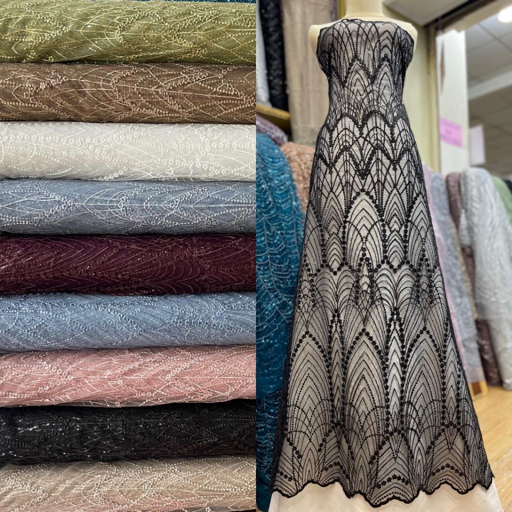 Kain tille gisele /Bahan brukat/tile korea/Kebaya payet/per setengah meter